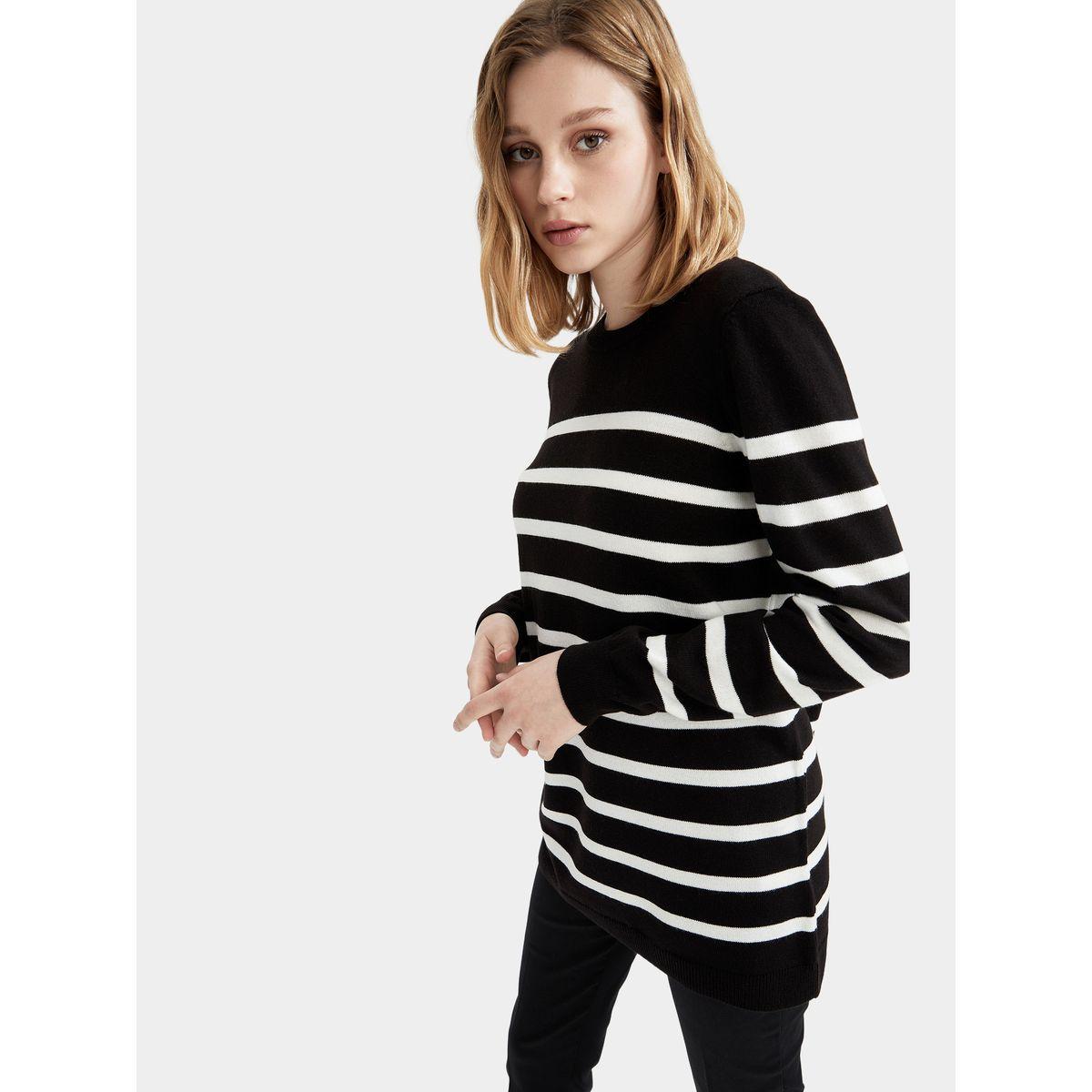 DeFacto X Styli  Relax Fit Striped Knit Tunic Sweater-women-clothing-shirtsandblouses-blouses-image-6