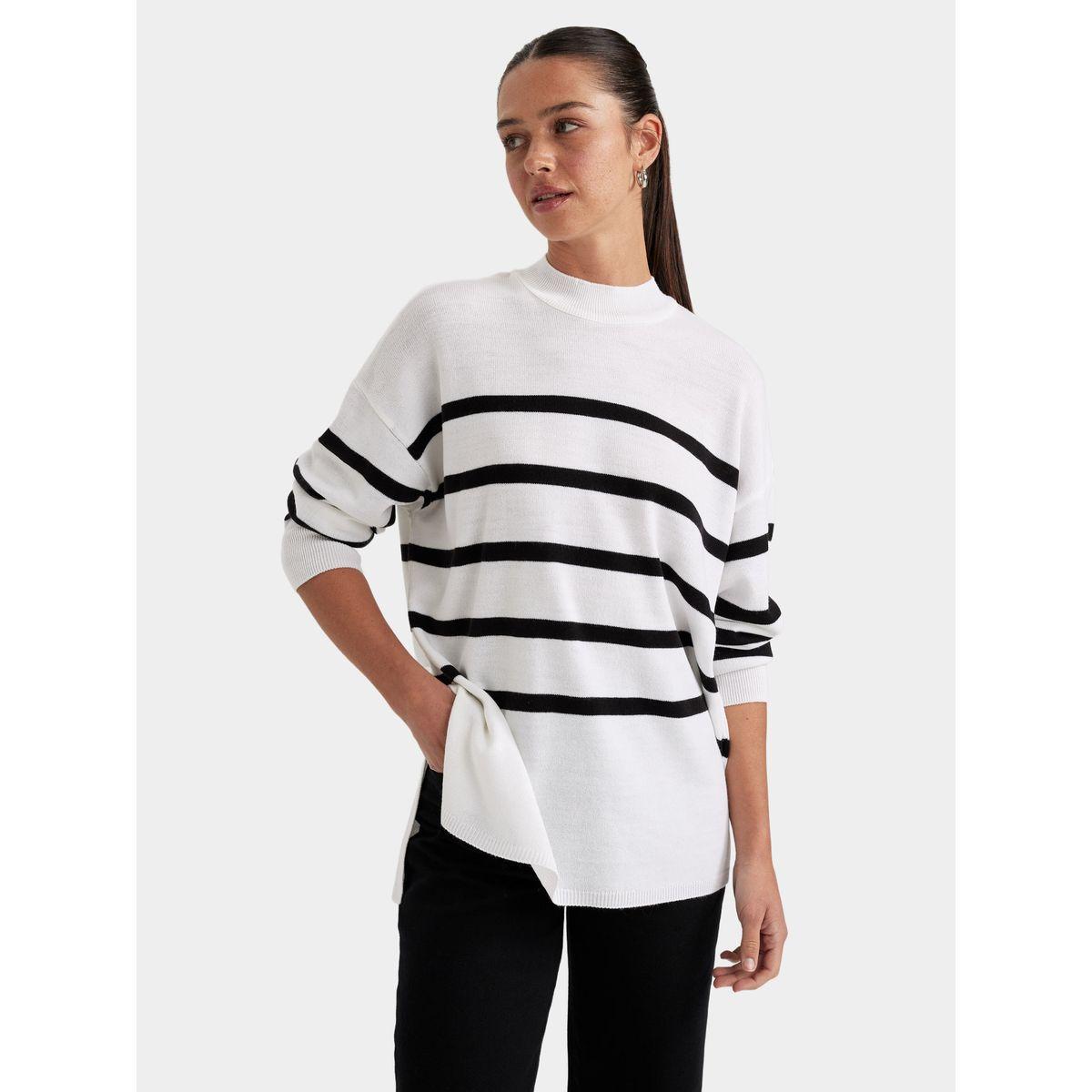 DeFacto X Styli  Relax Fit Striped Longline Tunic-women-clothing-shirtsandblouses-blouses-image-2
