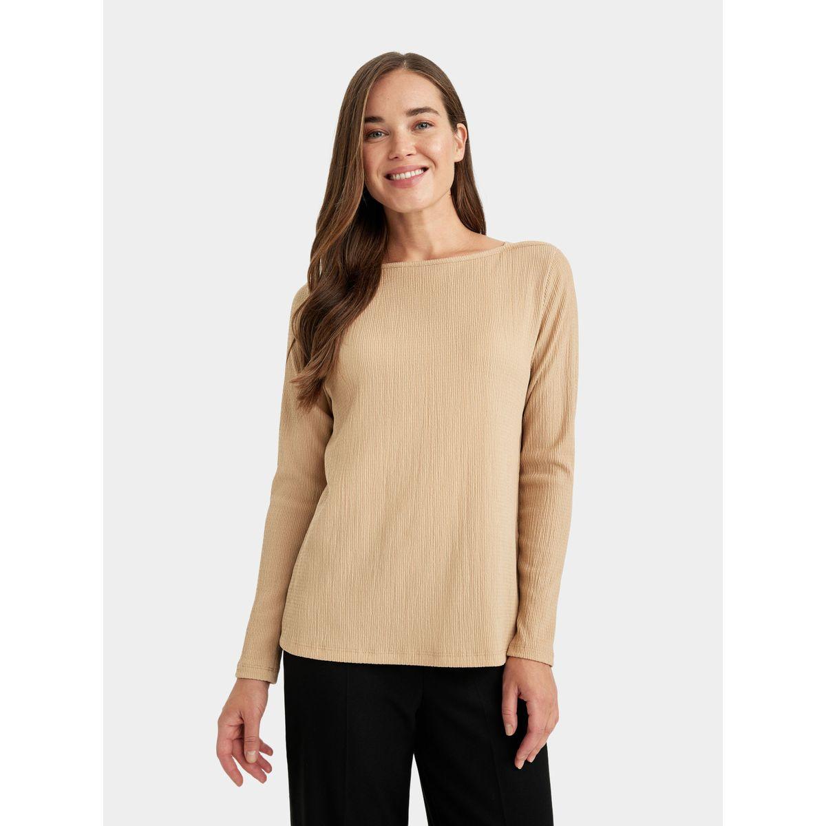 DeFacto X Styli  Regular Fit Boat Neck Crinkle Long-Sleeve T-Shirt-women-clothing-tshirts-image-3