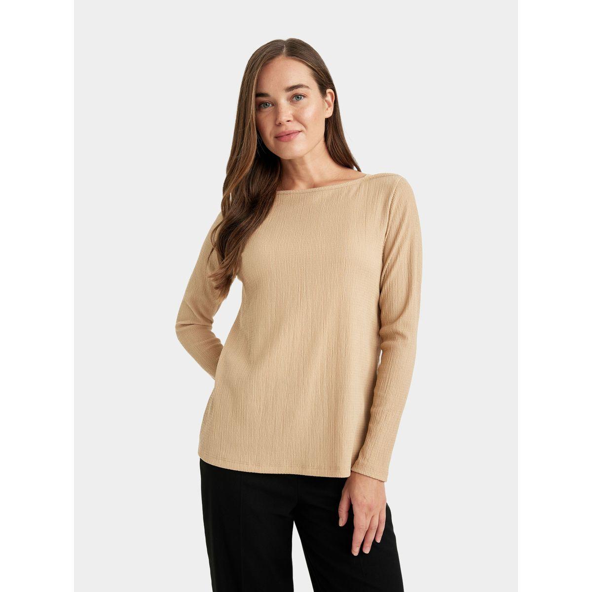 DeFacto X Styli  Regular Fit Boat Neck Crinkle Long-Sleeve T-Shirt-women-clothing-tshirts-image-5