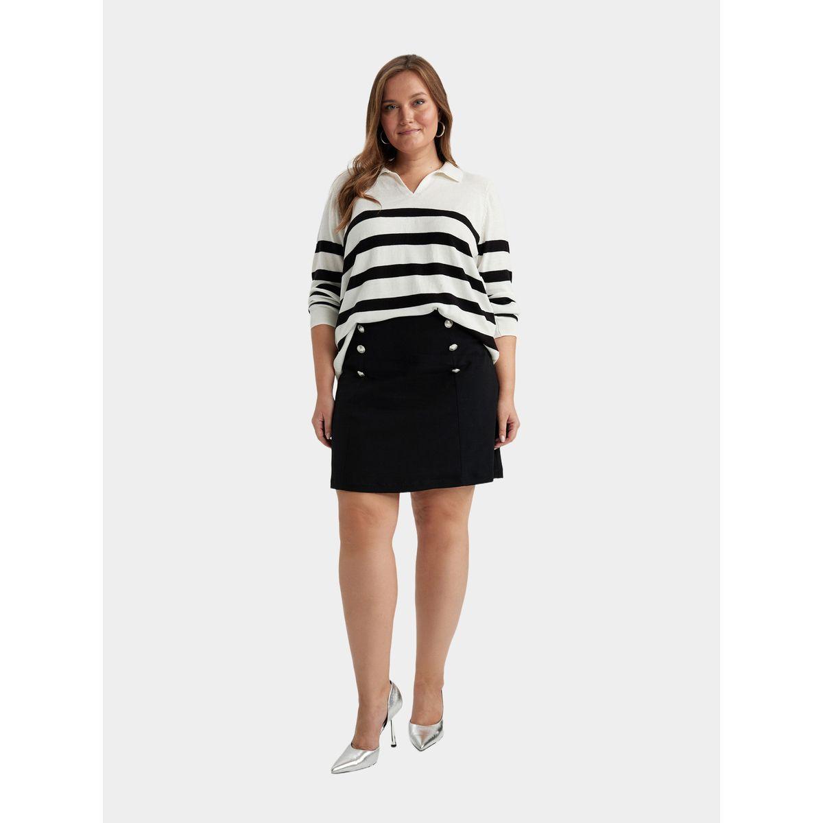 سويترمخطط بياقة بولو وقصة عادية-women-winterwear-cardigansandjumpers-cardigans-image-2