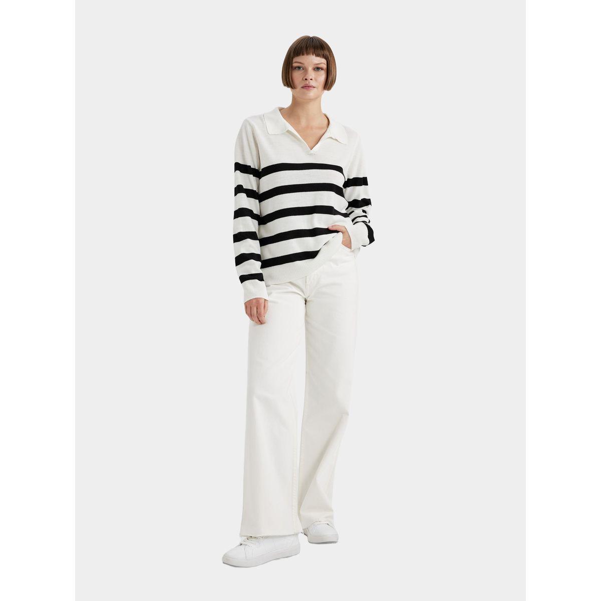 سويترمخطط بياقة بولو وقصة عادية-women-winterwear-cardigansandjumpers-cardigans-image-6