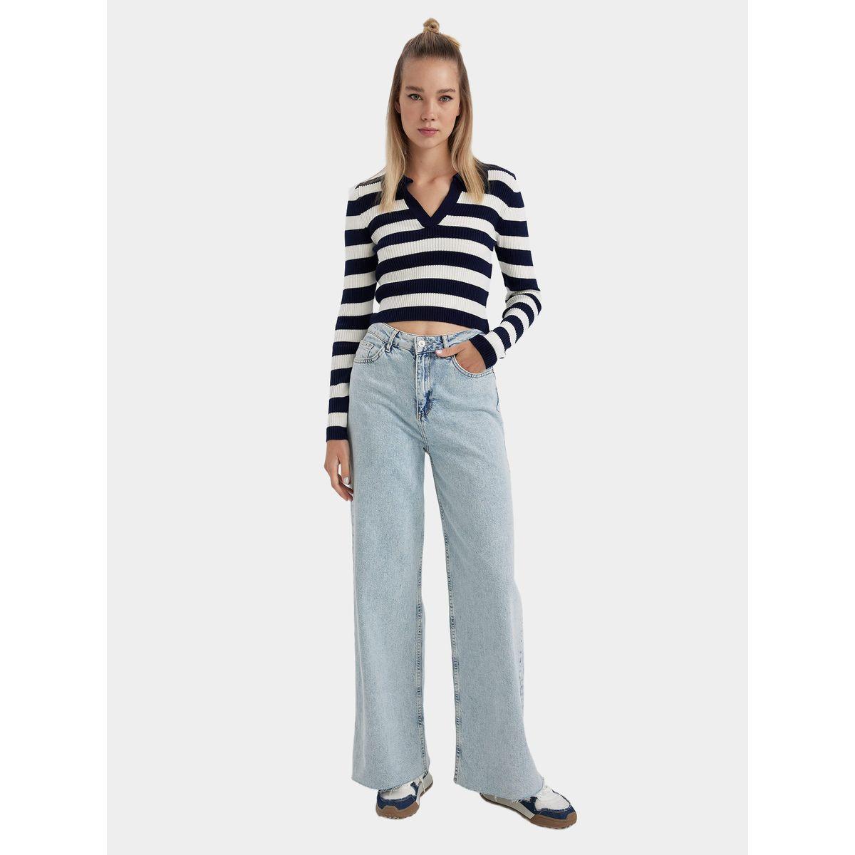 DeFacto X Styli  Slim Fit Striped Polo Neck Sweater-women-winterwear-cardigansandjumpers-cardigans-image-6
