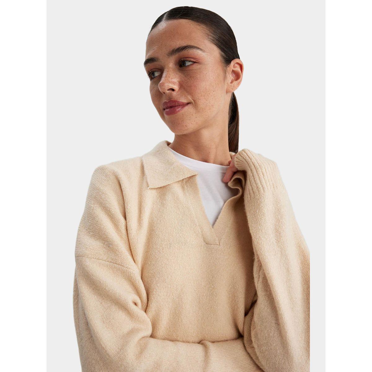 سويتر محبوك بقصة عادية وياقة بولو ديفاكتو × ستايلي-women-winterwear-cardigansandjumpers-cardigans-image-2