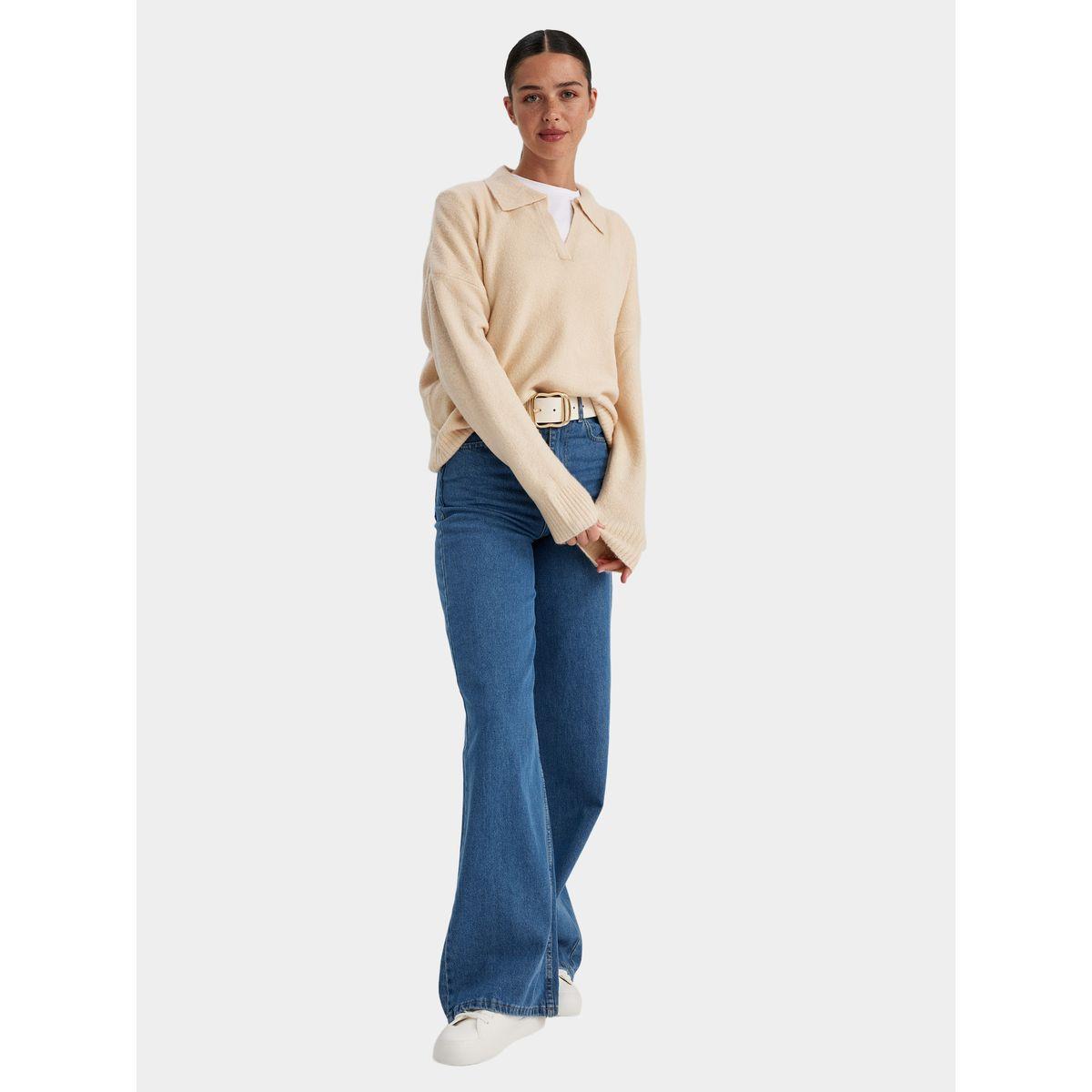 سويتر محبوك بقصة عادية وياقة بولو ديفاكتو × ستايلي-women-winterwear-cardigansandjumpers-cardigans-image-4