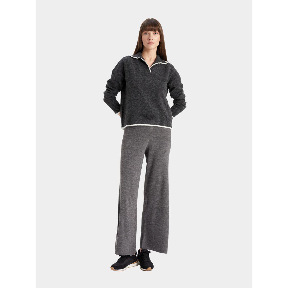 DeFacto X Styli  Regular Fit Soft Textured Polo Neck Knit Sweater-women-winterwear-cardigansandjumpers-cardigans-image-4