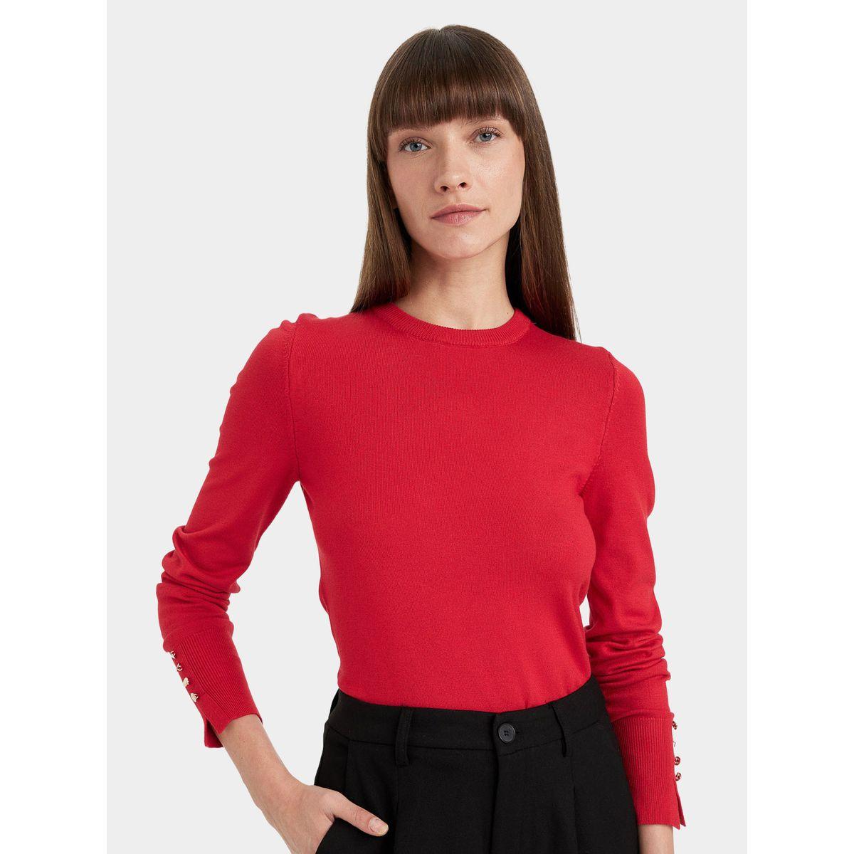 سويتر بقصة عادية وياقة دائرية مع أزرار ديفاكتو × ستايلي-women-winterwear-cardigansandjumpers-cardigans-image-5