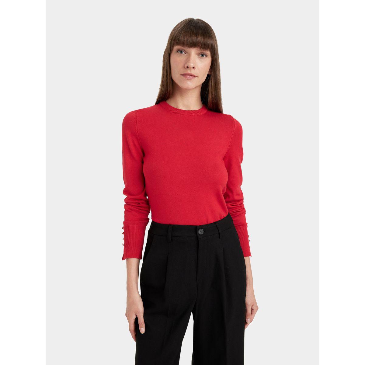 DeFacto X Styli  Crew Neck Button Detail Regular Fit Sweater-women-winterwear-cardigansandjumpers-cardigans-image-6