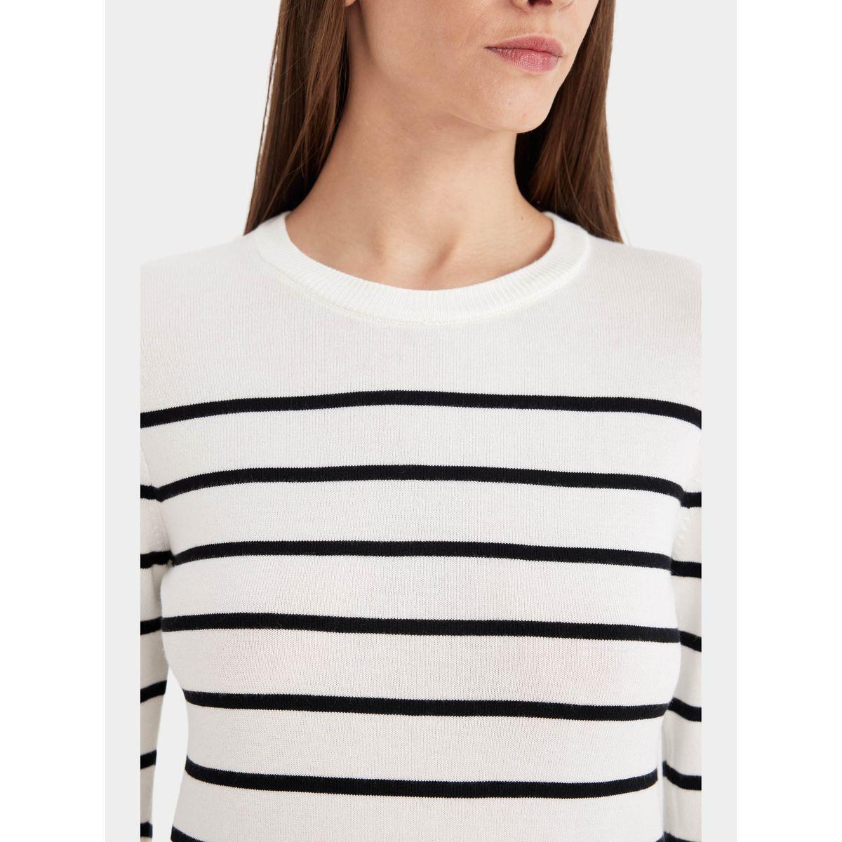 DeFacto X Styli  Striped Crew Neck Regular Fit Sweater-women-winterwear-cardigansandjumpers-cardigans-image-5