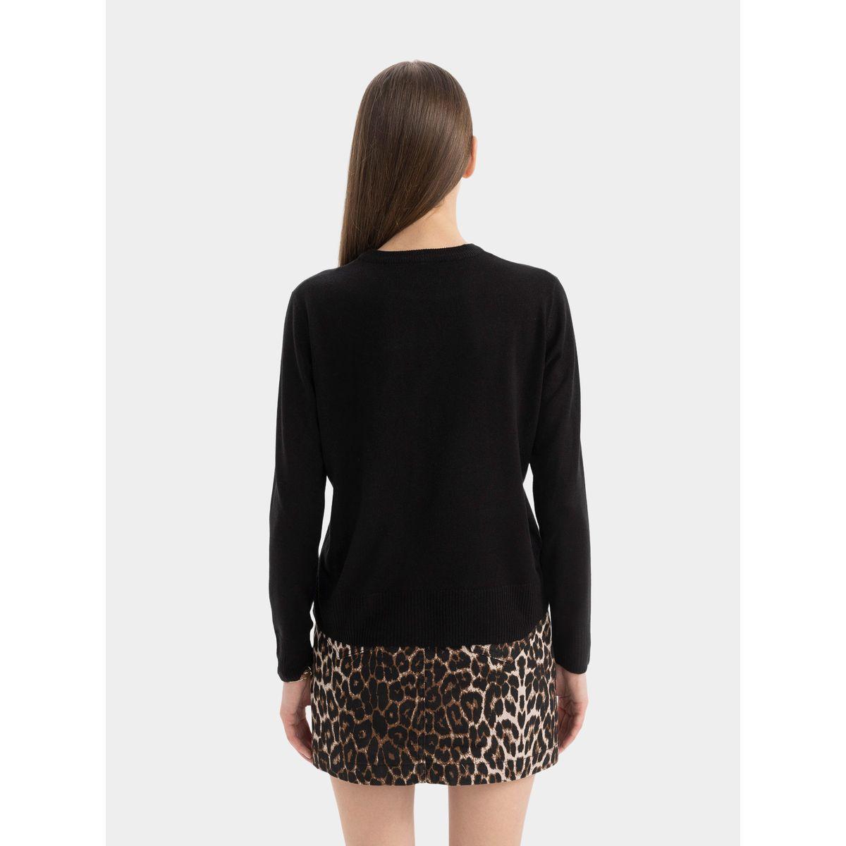 DeFacto X Styli  Plain Crew Neck Regular Fit Knit Sweater-women-winterwear-cardigansandjumpers-cardigans-image-6