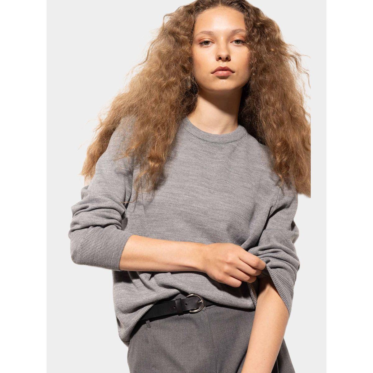 سويتر محبوك سادة بياقة دائرية وقصة عادية ديفاكتو × ستايلي-women-winterwear-cardigansandjumpers-cardigans-image-4
