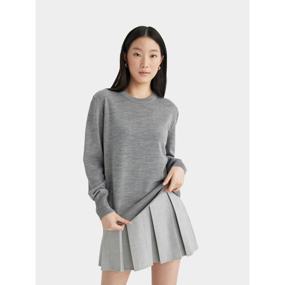 سويتر محبوك سادة بياقة دائرية وقصة عادية ديفاكتو × ستايلي-women-winterwear-cardigansandjumpers-cardigans-image-5