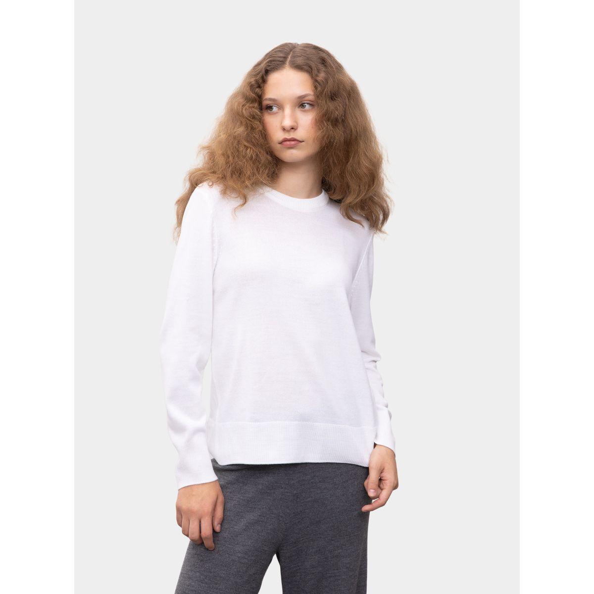 سويتر محبوك سادة بياقة دائرية وقصة عادية ديفاكتو × ستايلي-women-winterwear-cardigansandjumpers-cardigans-image-3