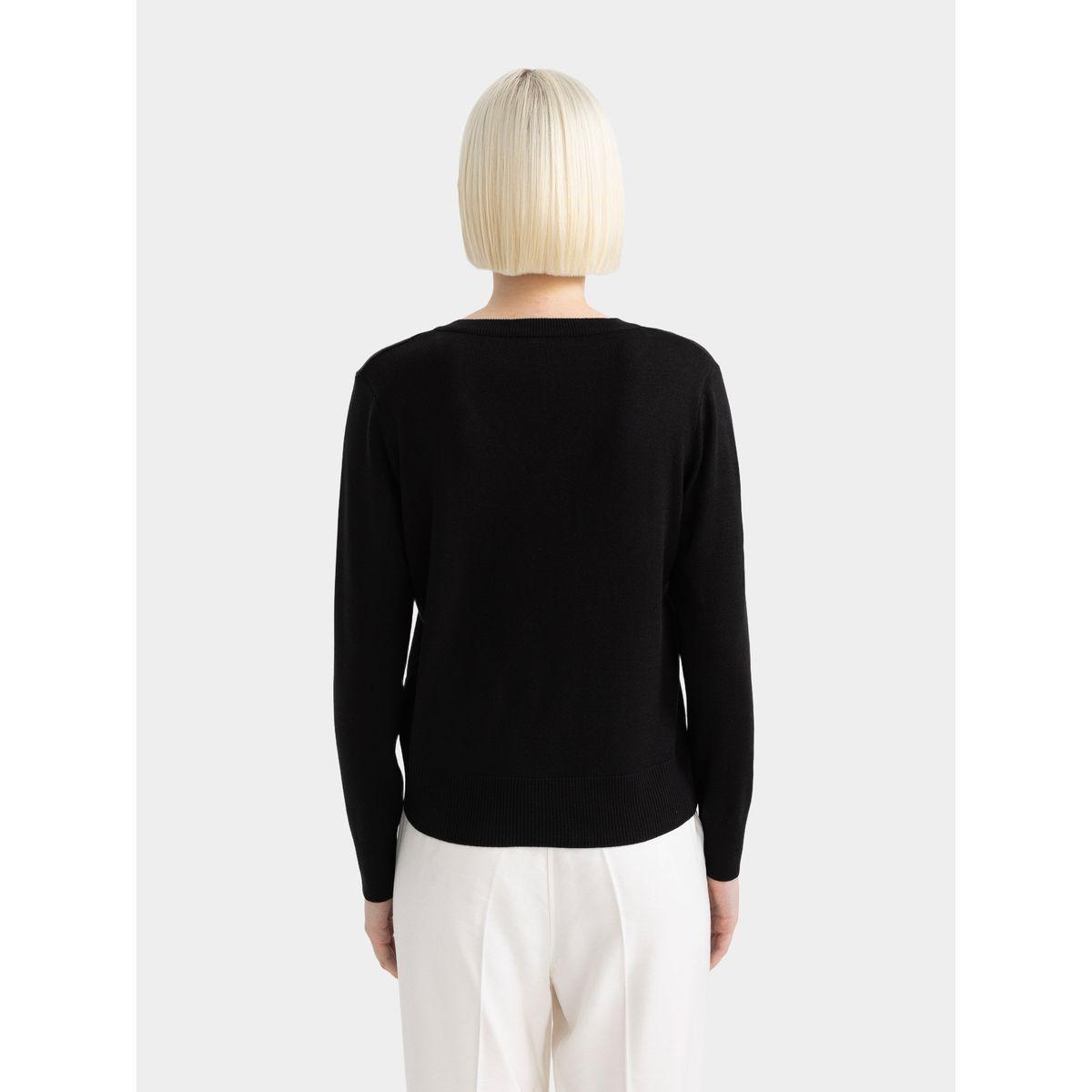 DeFacto X Styli  Plain V Neck Relaxed Fit Sweater-women-winterwear-cardigansandjumpers-cardigans-image-3
