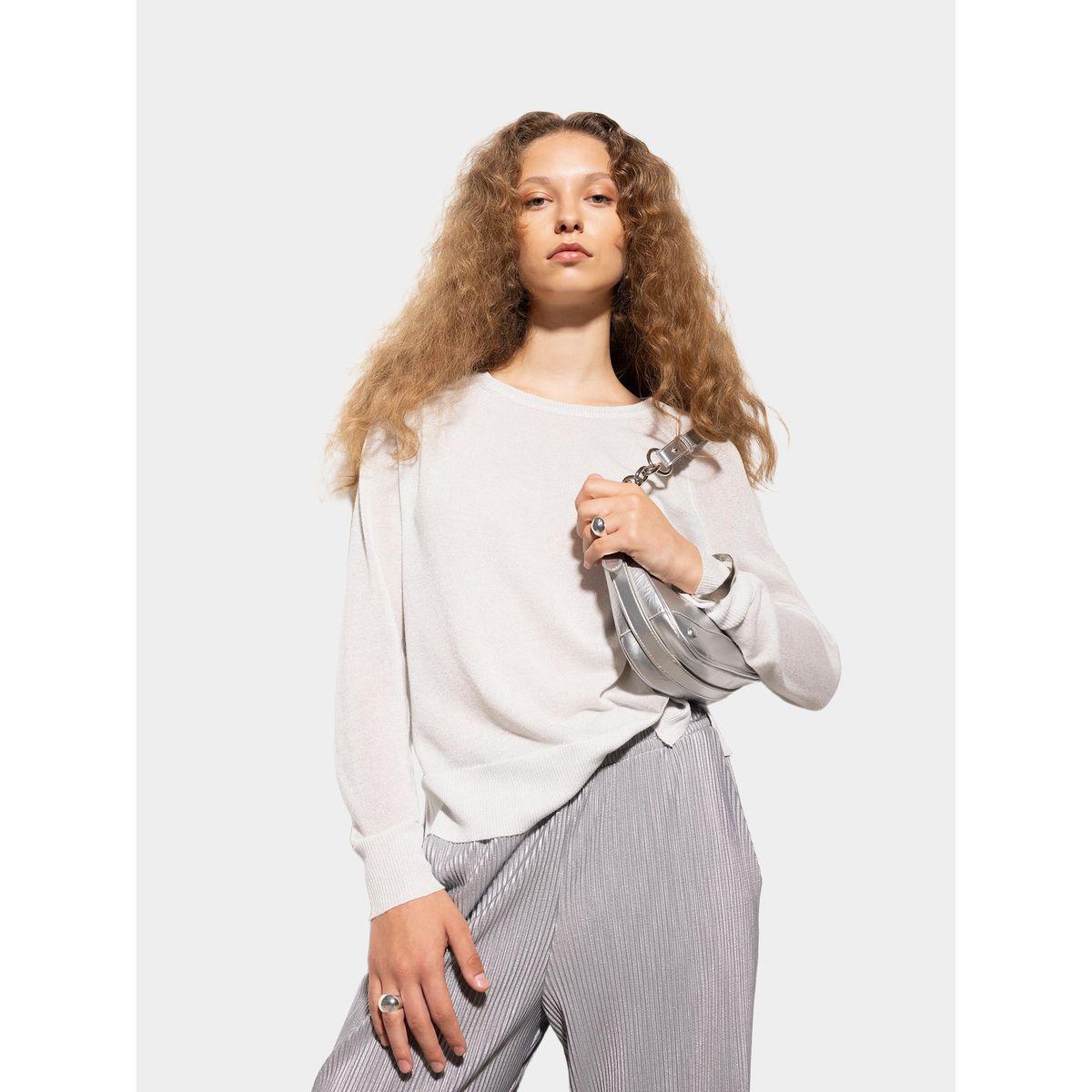 DeFacto X Styli  Glitter Finish Raglan Sleeve Relaxed Fit Sweater-women-winterwear-cardigansandjumpers-cardigans-image-4