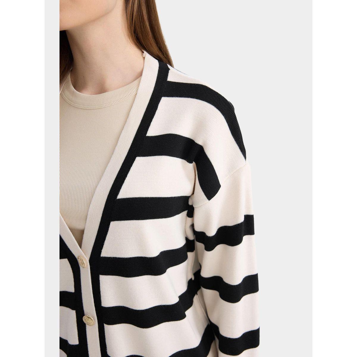 كارديجان طويل ومخطط بقصة عادية ديفاكتو × ستايلي-women-winterwear-cardigansandjumpers-cardigans-image-6