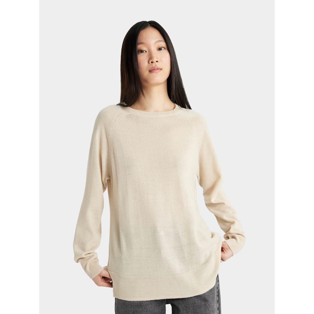DeFacto X Styli  Solid Raglan Sleeve Regular Fit Sweater-women-winterwear-cardigansandjumpers-cardigans-image-3