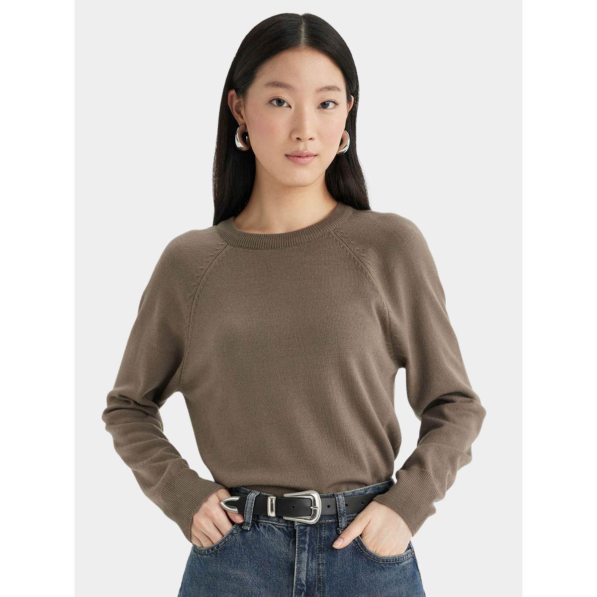 سويتر سادة بقصة عادية وأكمام ريجلان ديفاكتو × ستايلي-women-winterwear-cardigansandjumpers-cardigans-image-1