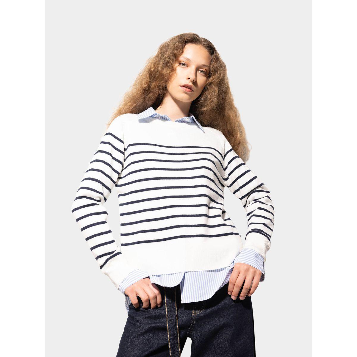 DeFacto Striped Crew Neck Regular Fit Sweater-women-winterwear-cardigansandjumpers-cardigans-image-4
