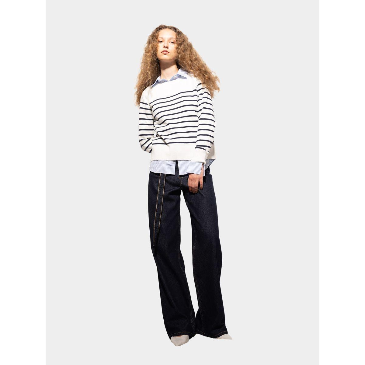 DeFacto Striped Crew Neck Regular Fit Sweater-women-winterwear-cardigansandjumpers-cardigans-image-5