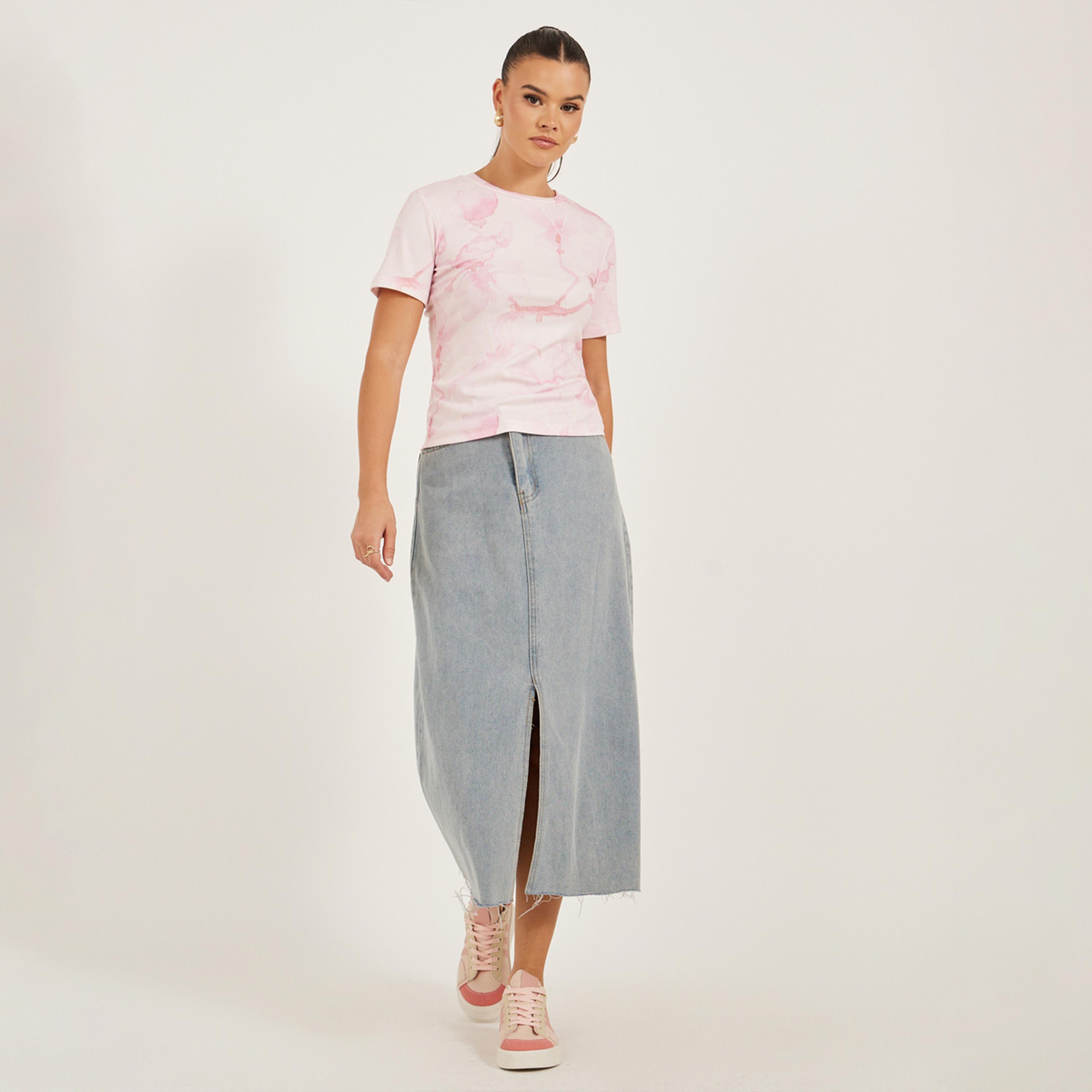 ستايلي - تي شيرت بأكمام قصيرة مطبوع بالكامل-women-clothing-tshirts-image-2
