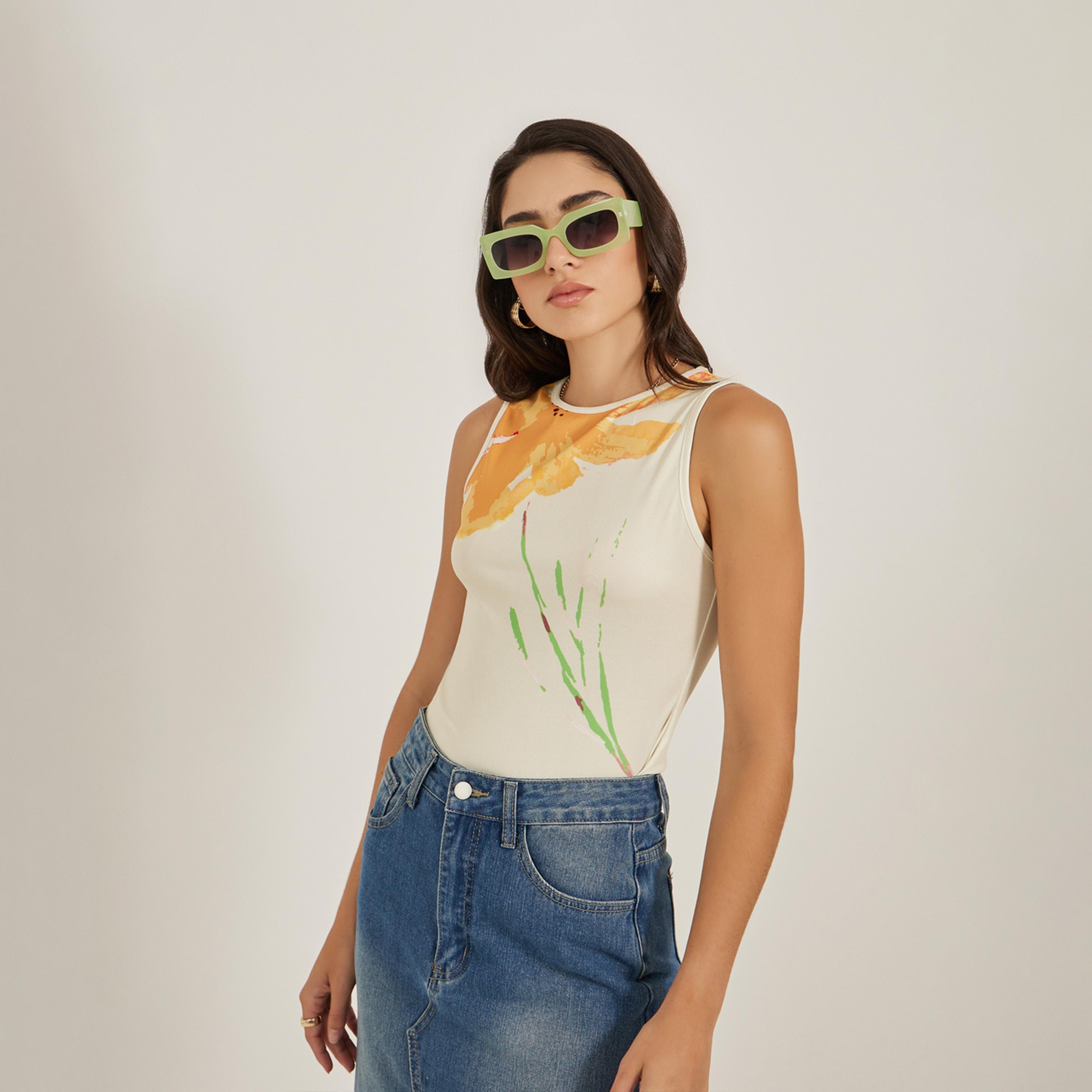 Styli Floral Print Round Neck Sleeveless Tank-women-clothing-tshirts-image-1