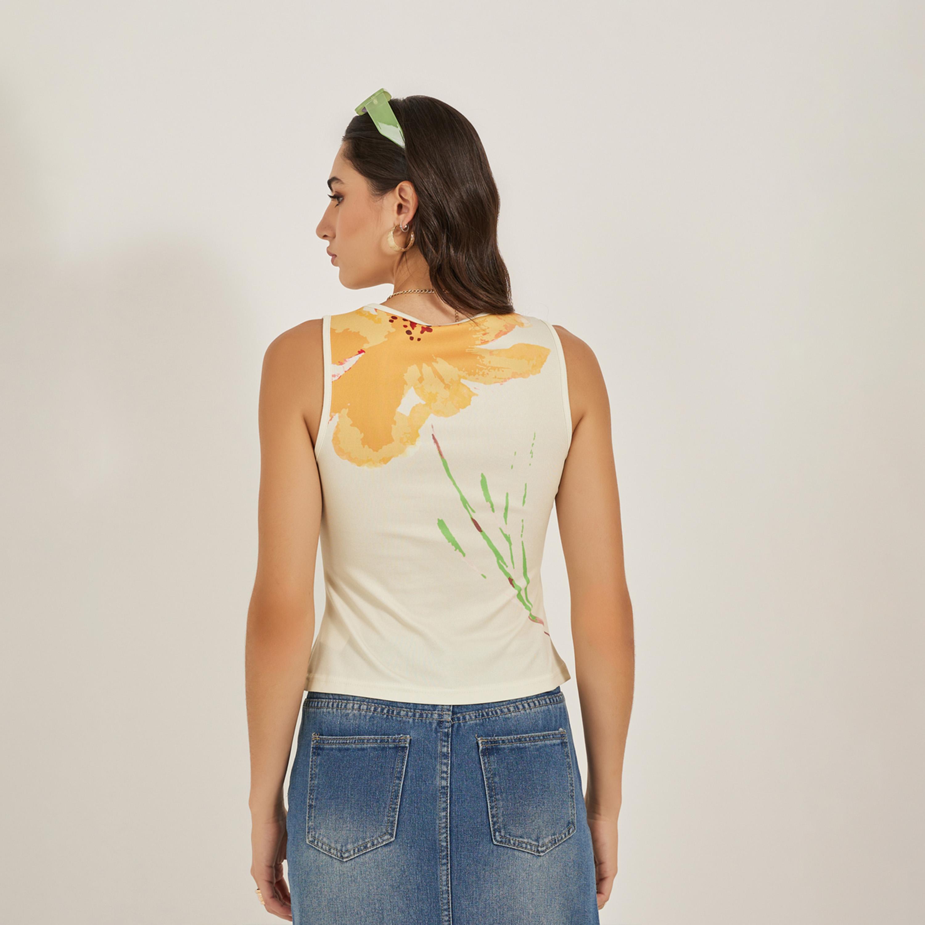 Styli Floral Print Round Neck Sleeveless Tank-women-clothing-tshirts-image-5