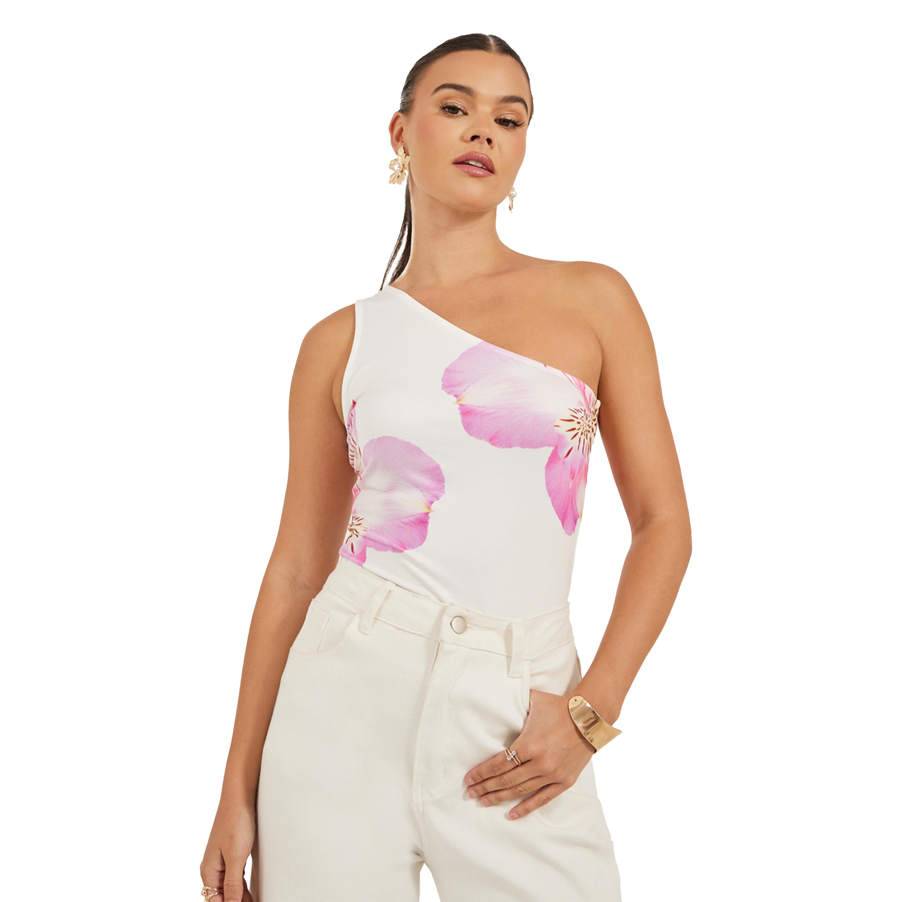 Styli One Shoulder Floral Print Fitted Tank-women-clothing-tshirts-image-1