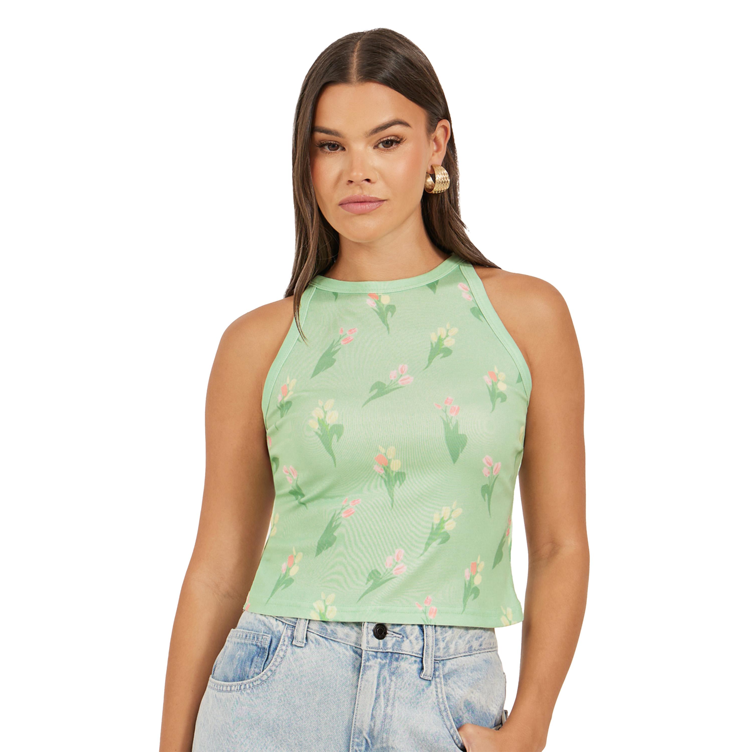 ستايلي - تانك بدون أكمام بطبعة زهور مضلعة-women-clothing-tshirts-image-3