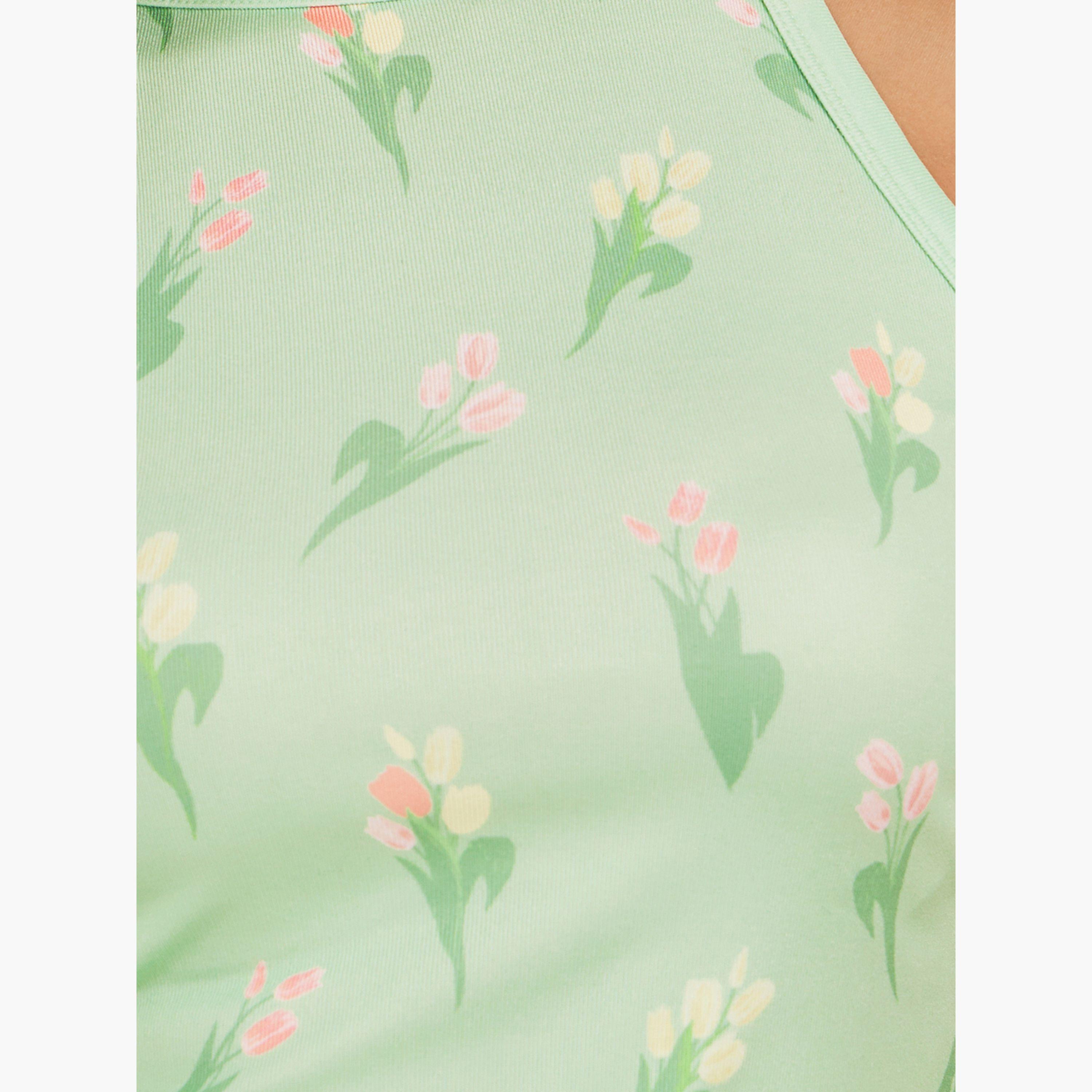 ستايلي - تانك بدون أكمام بطبعة زهور مضلعة-women-clothing-tshirts-image-4
