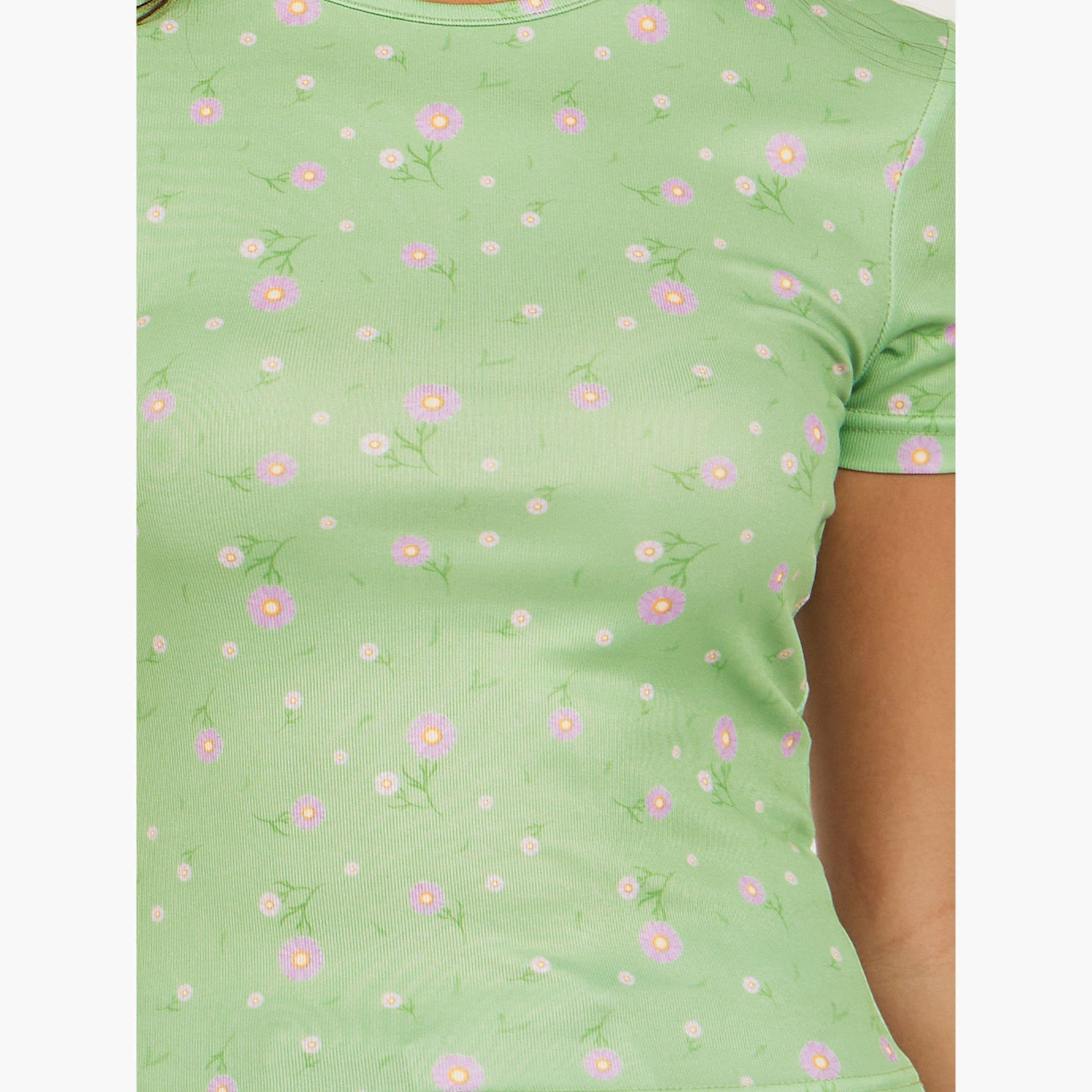 Styli Ribbed Printed Round Neck Fitted T-Shirt-women-clothing-tshirts-image-3