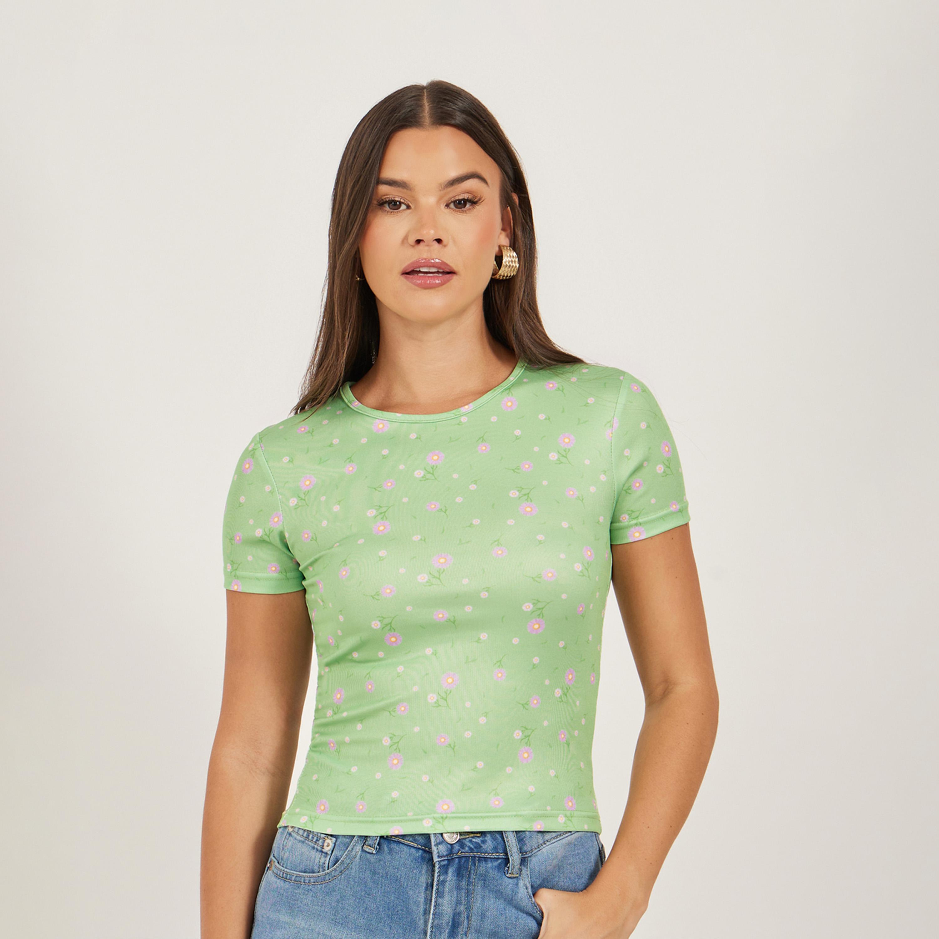 Styli Ribbed Printed Round Neck Fitted T-Shirt-women-clothing-tshirts-image-4