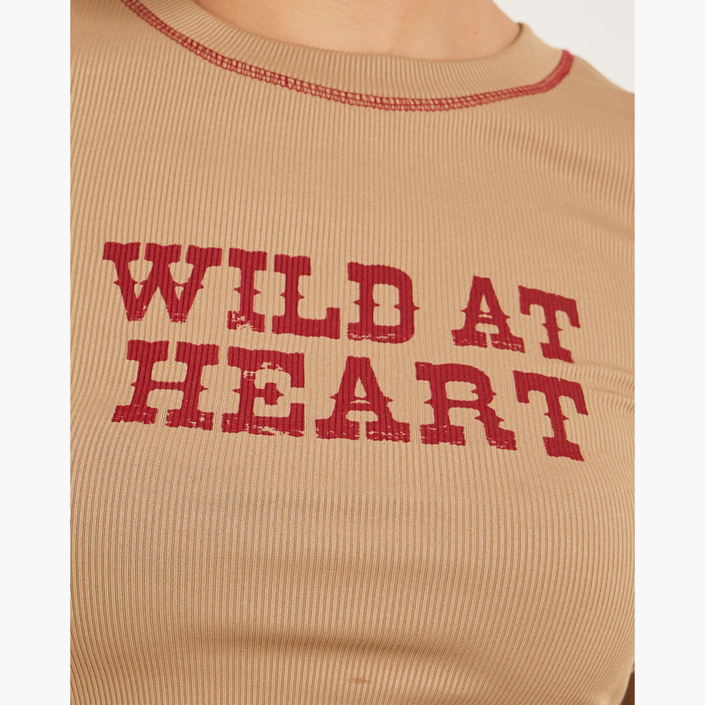 Styli Slogan Print Contrast Stitch Fitted T-Shirt-women-clothing-tshirts-image-3