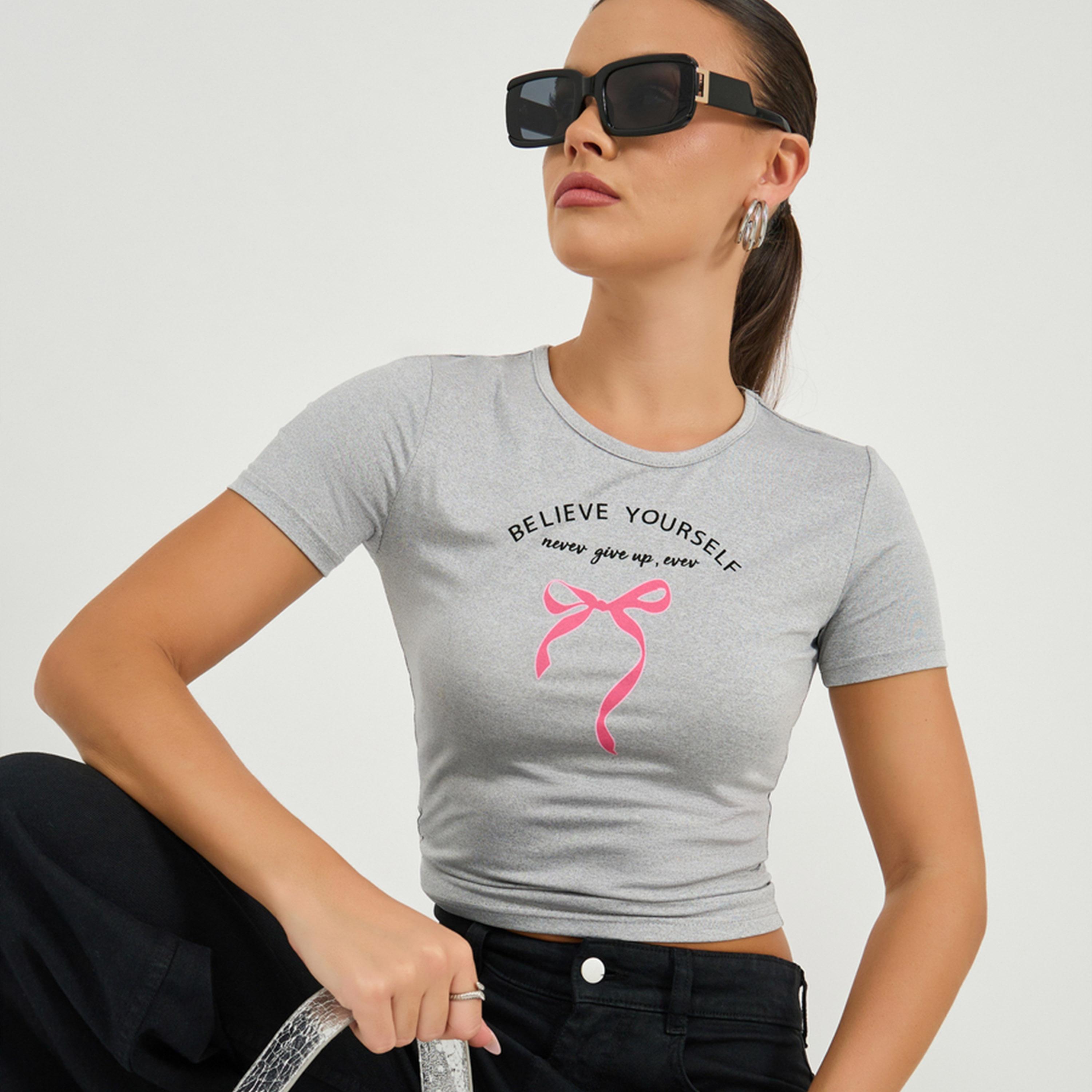 Styli Slogan Print Short Sleeve Fitted Crop T-Shirt-women-clothing-tshirts-image-1