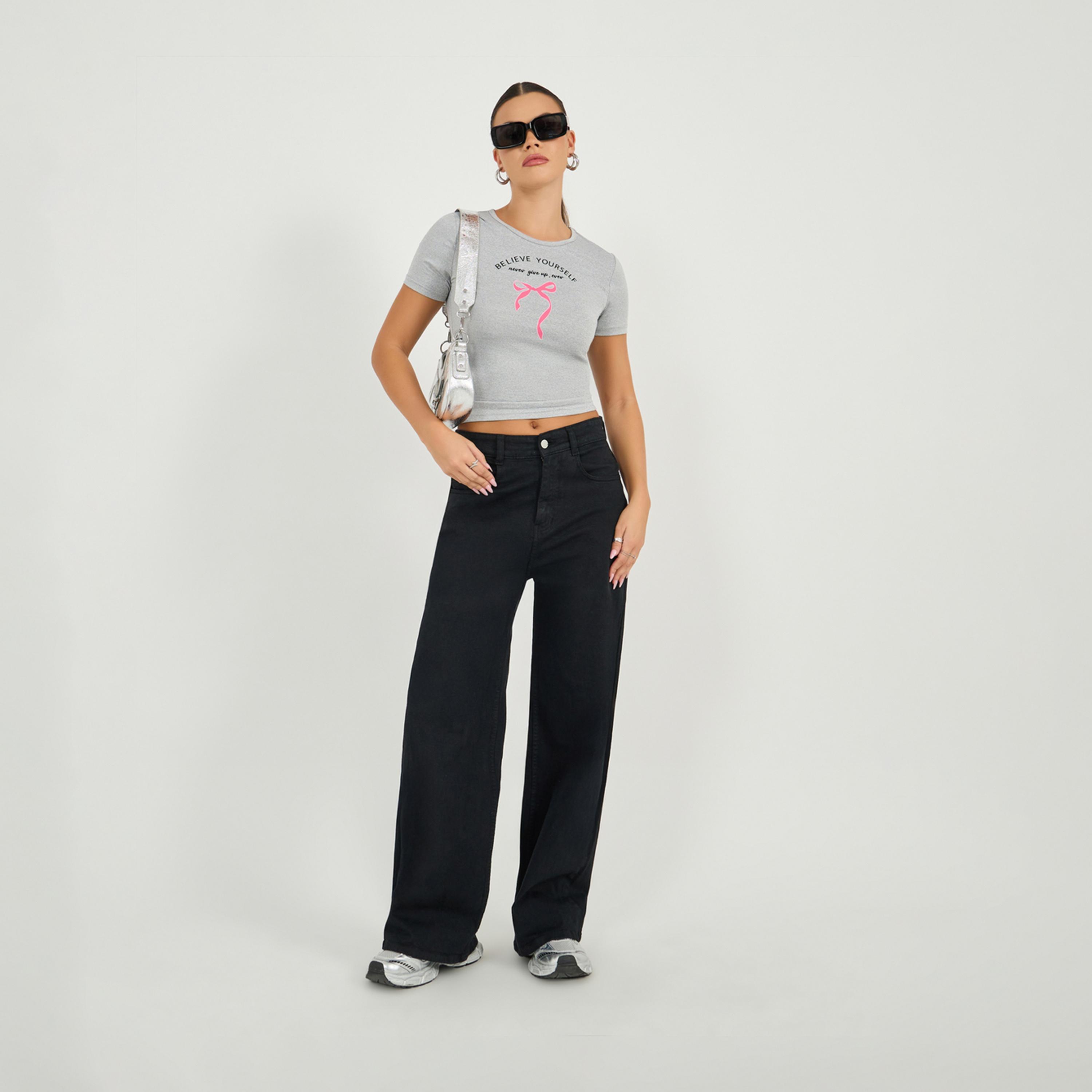 Styli Slogan Print Short Sleeve Fitted Crop T-Shirt-women-clothing-tshirts-image-2