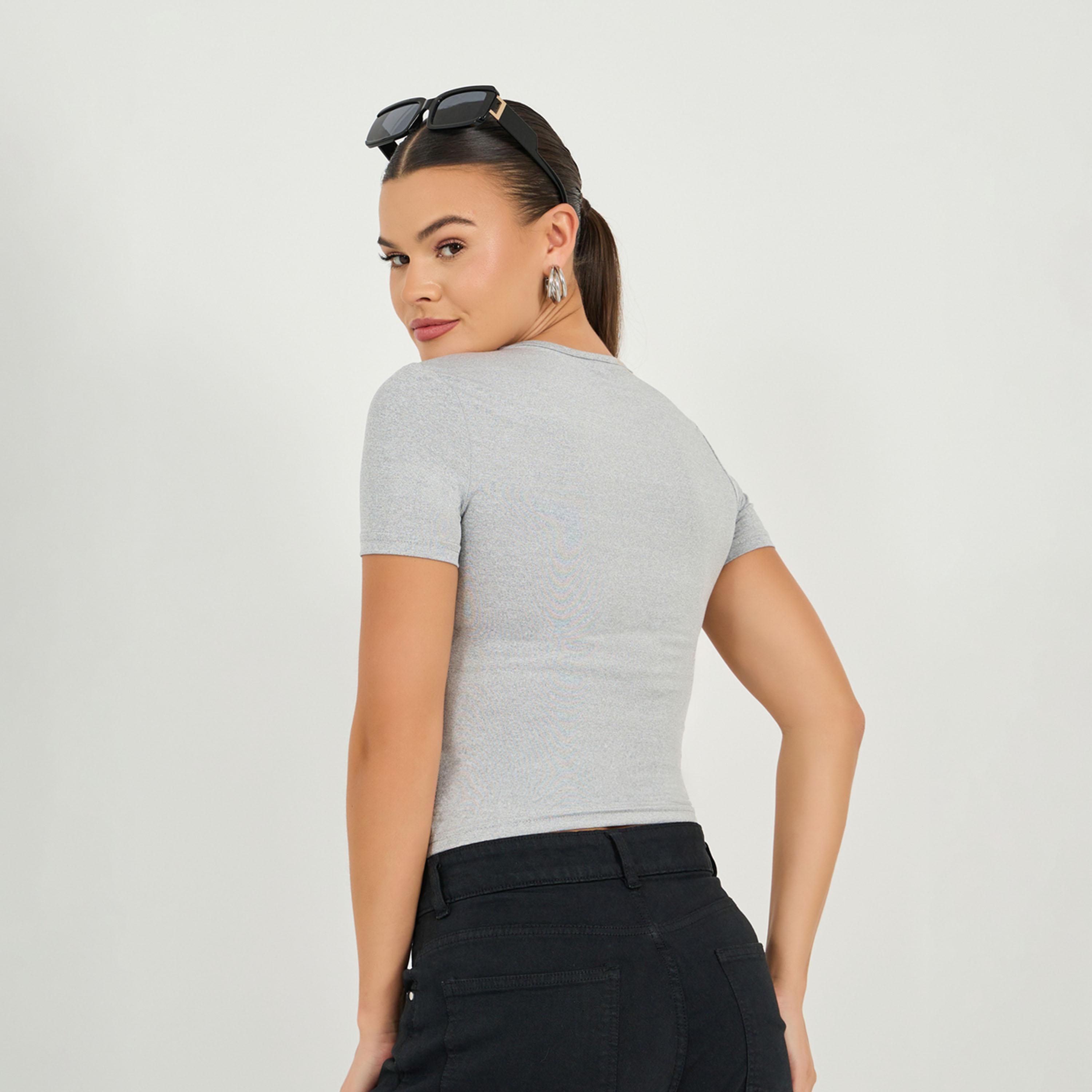 Styli Slogan Print Short Sleeve Fitted Crop T-Shirt-women-clothing-tshirts-image-5