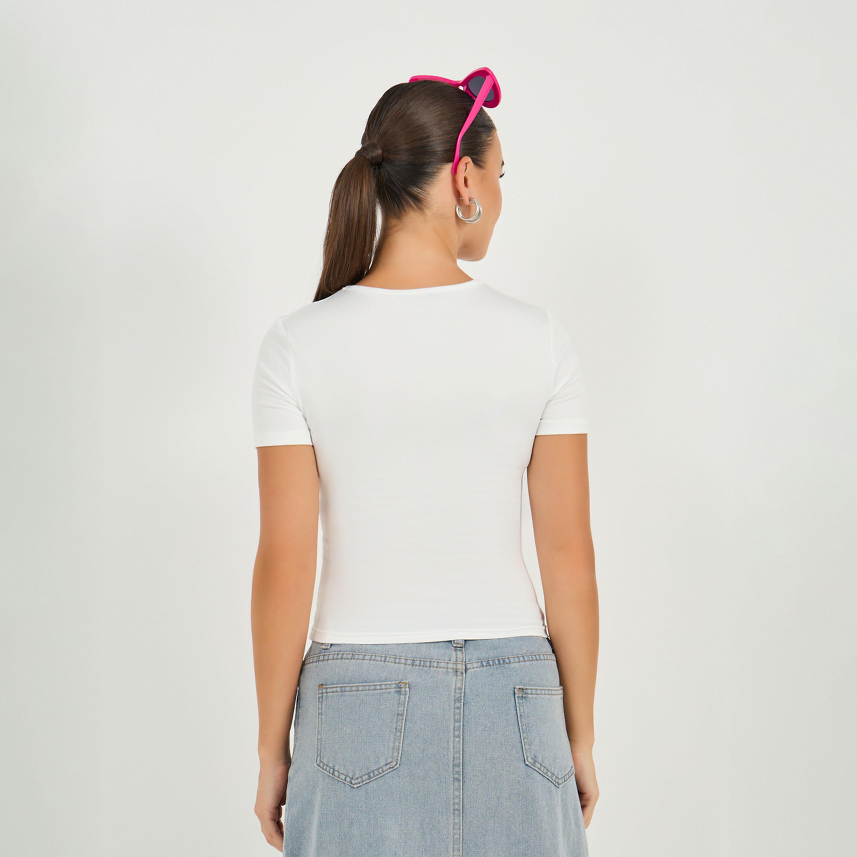 Styli Slogan Print Short Sleeve Fitted Crop T-Shirt-women-clothing-tshirts-image-5