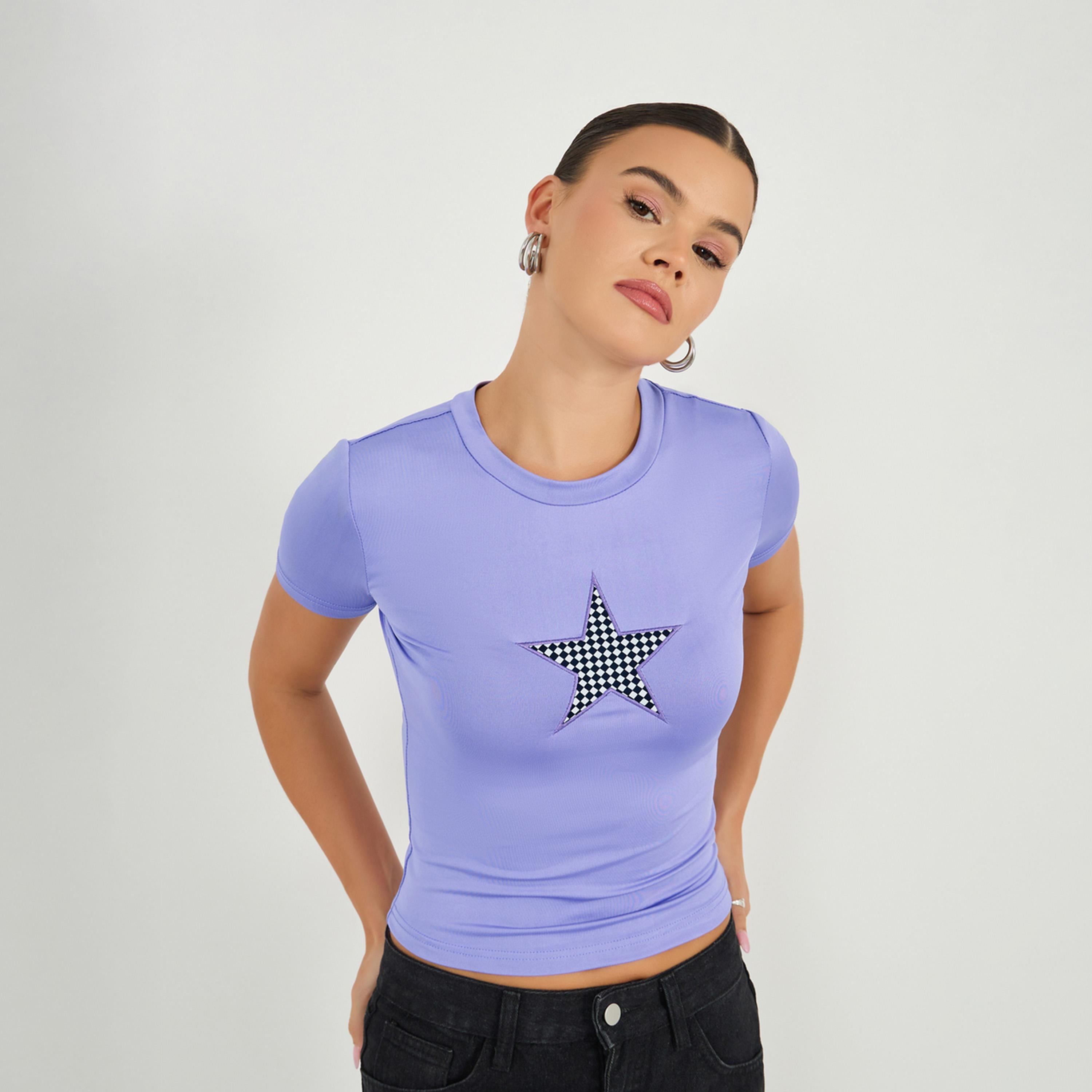Styli Embroidered Round Neck Fitted Crop T-Shirt-women-clothing-tshirts-image-3
