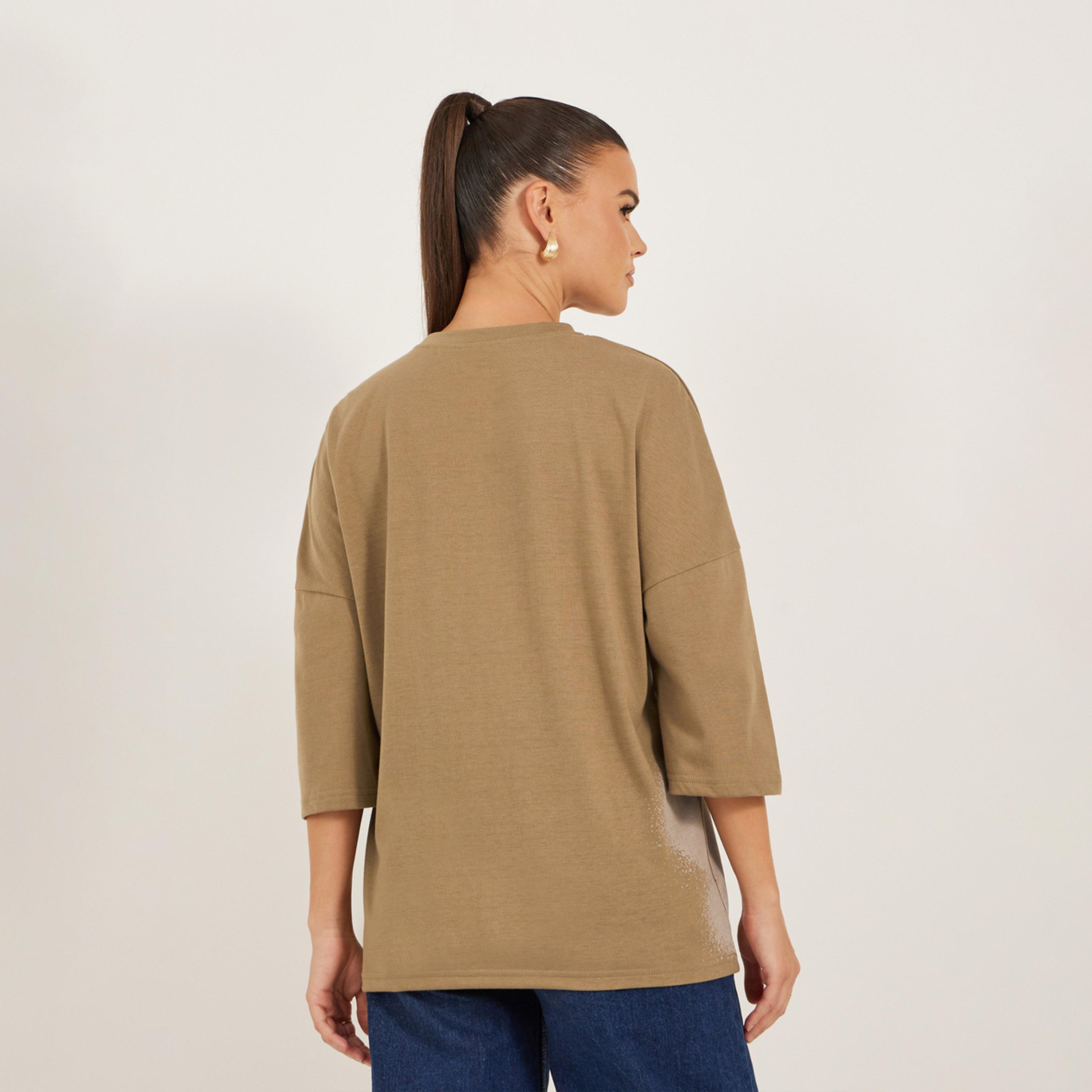 Styli Oversized Graphic Print T-Shirt with Dropped Shoulders-women-clothing-tshirts-image-4