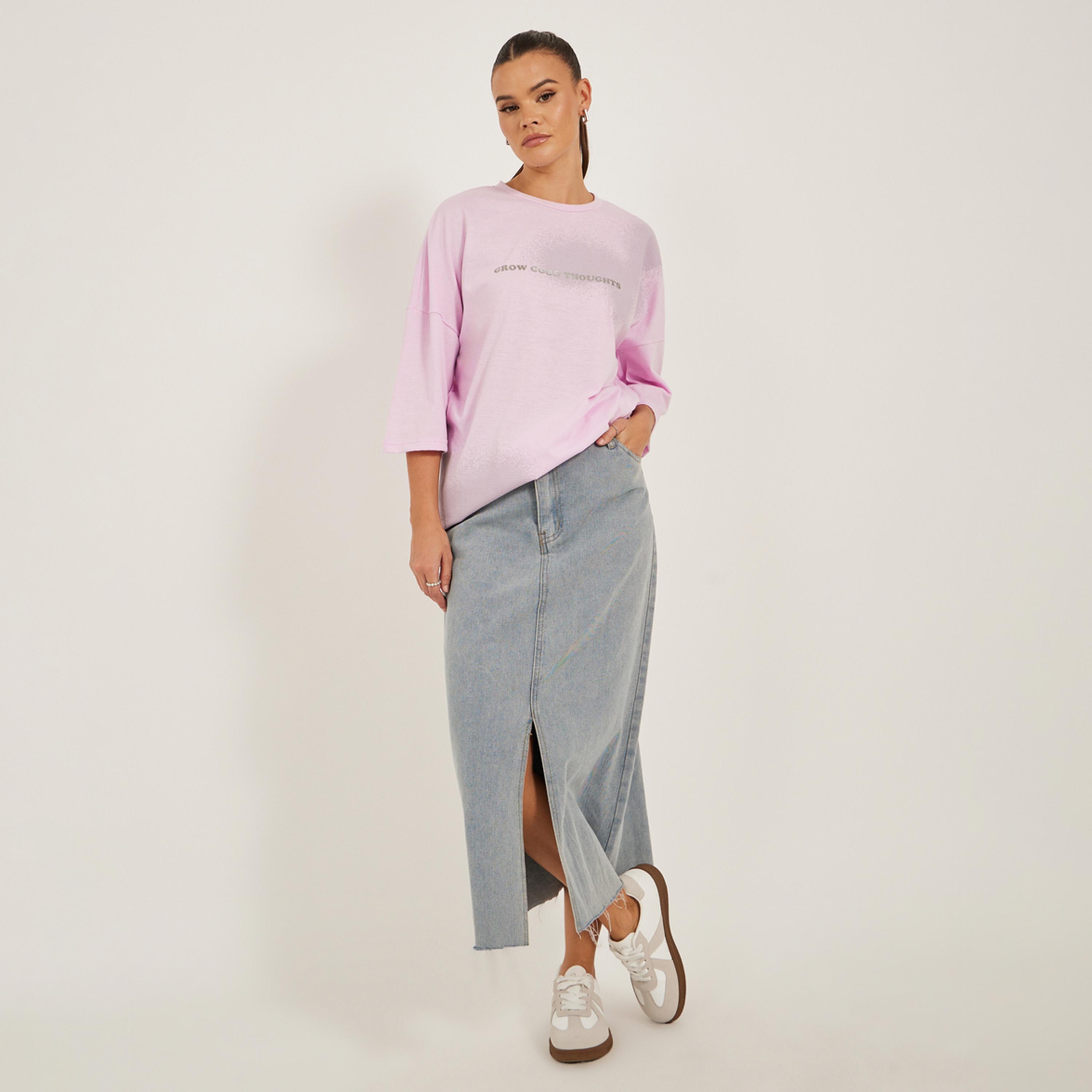 Styli Oversized Graphic Print T-Shirt with Dropped Shoulders-women-clothing-tshirts-image-2
