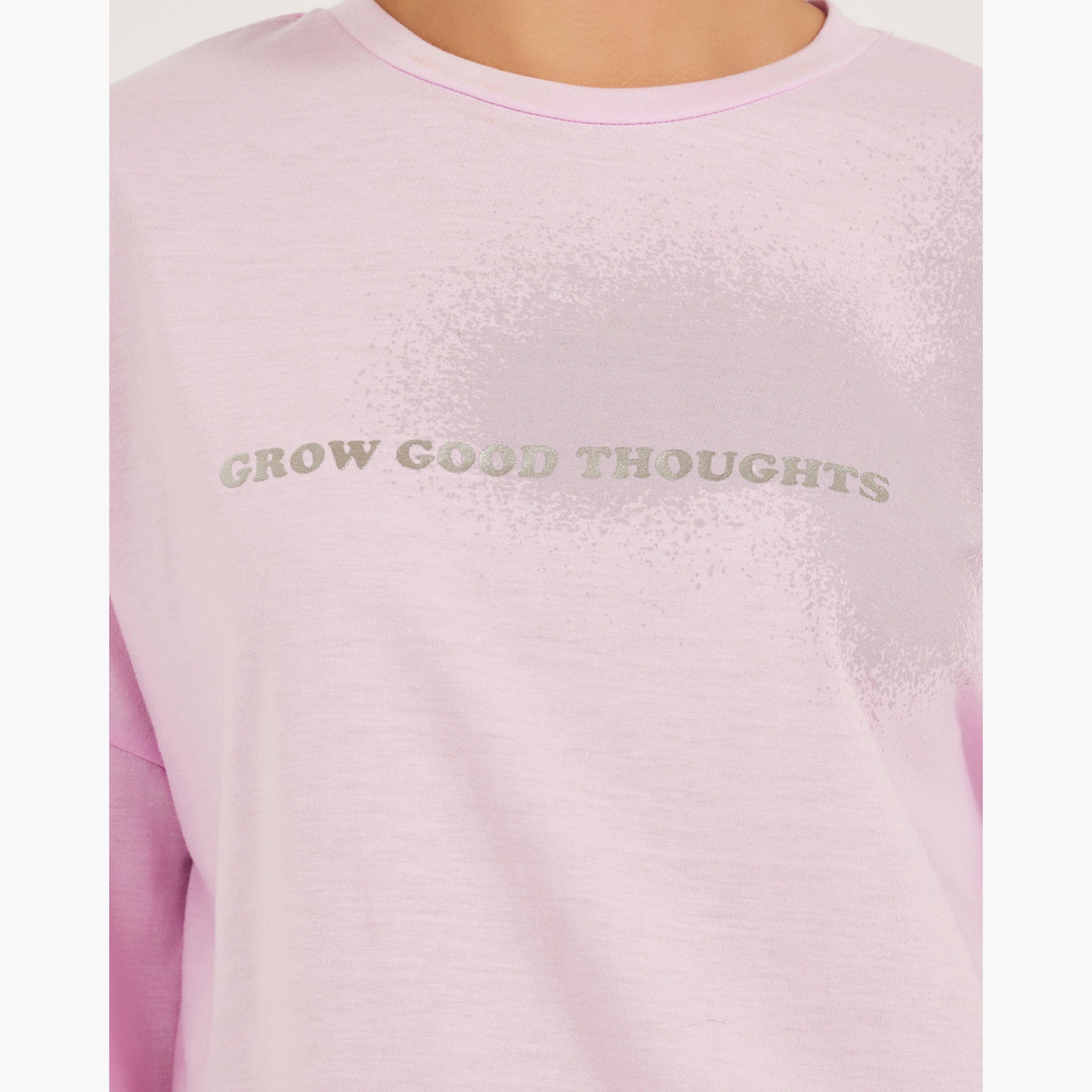 Styli Oversized Graphic Print T-Shirt with Dropped Shoulders-women-clothing-tshirts-image-4