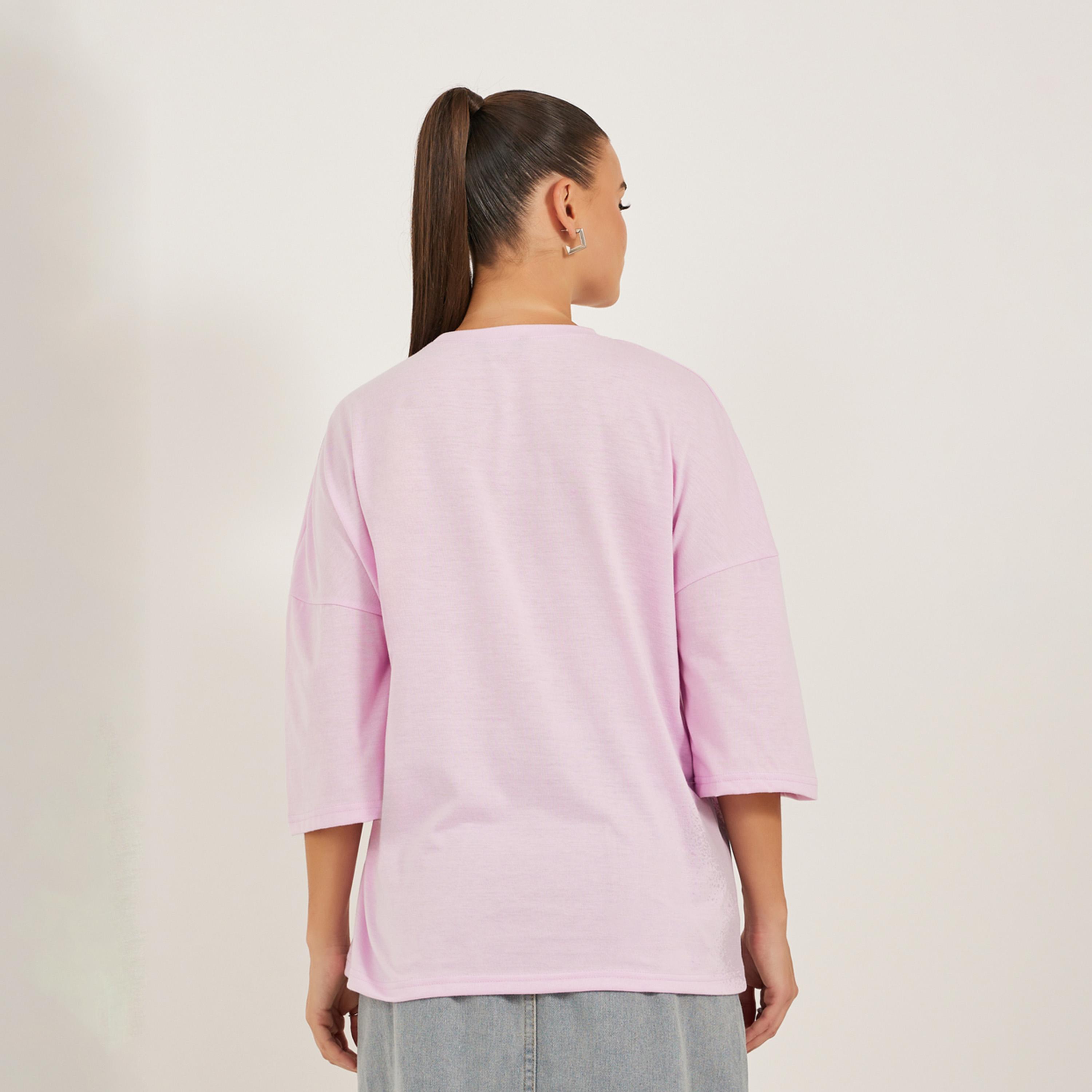 Styli Oversized Graphic Print T-Shirt with Dropped Shoulders-women-clothing-tshirts-image-5