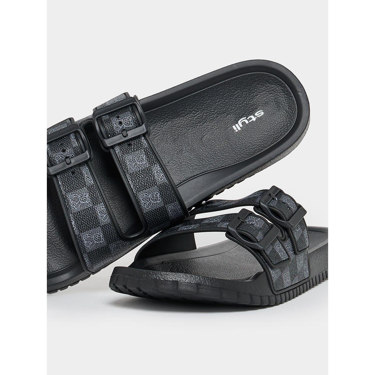 Styli Double Strap Buckle Detail Printed Sandals-men-shoes-sandals-image-3