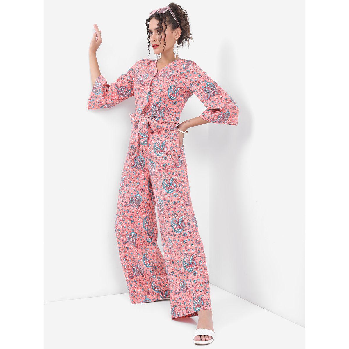 Vishudh X Styli  Paisley Print Waist Tie Up Top & Palazzo Pants Co-Ords-women-clothing-coordsets-image-4