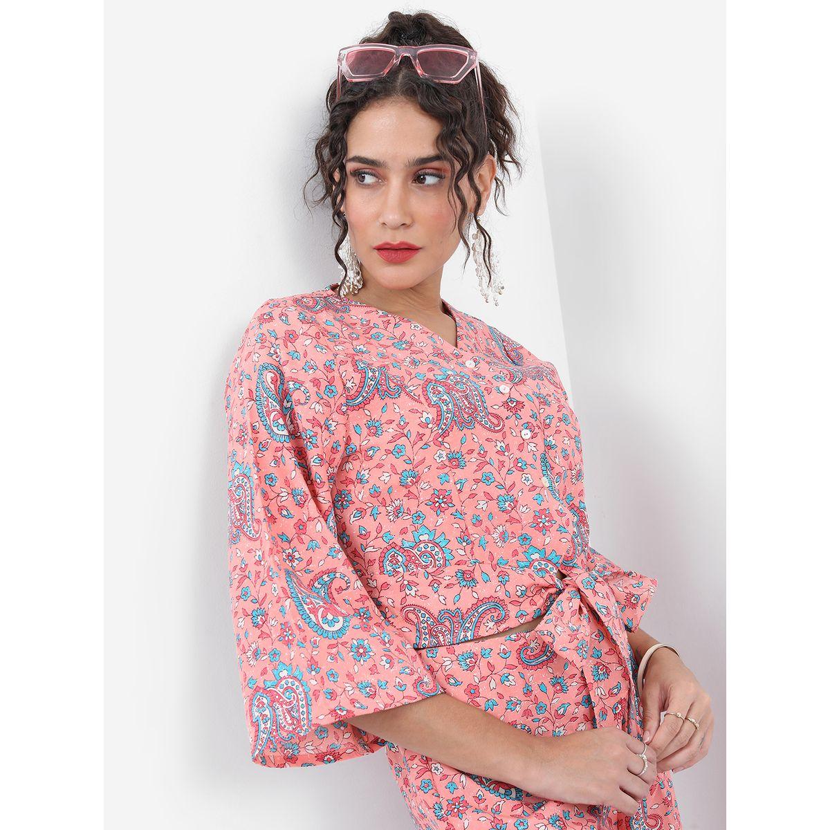 طقم منسق من بنطال بالازو مع بلوزة بطبعة بيزلي فيشود × ستايلي-women-clothing-coordsets-image-8
