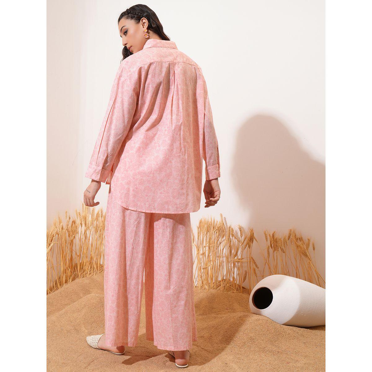 طقم منسق من بنطال بالازو مع بلوزة بياقة سبريد فيشود × ستايلي-women-clothing-coordsets-image-3