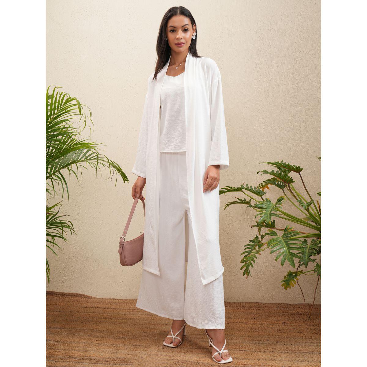 مجموعة من 3 - بلوزة كامي وبنطال بالازو مع شراج فيشود × ستايلي-women-clothing-coordsets-image-2