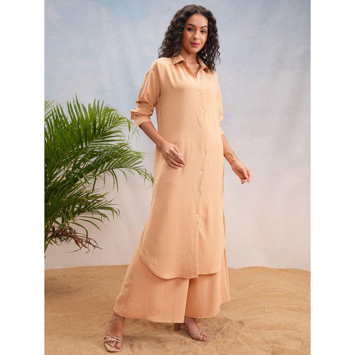 Vishudh X Styli  Solid Dropped Shoulder Tunic & Palazzo Pants Co-Ords-women-clothing-coordsets-image-6