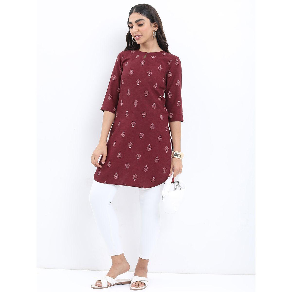 Ketch X Styli  Floral Print 3/4 Sleeves Longline Tunic-women-clothing-shirtsandblouses-blouses-image-2