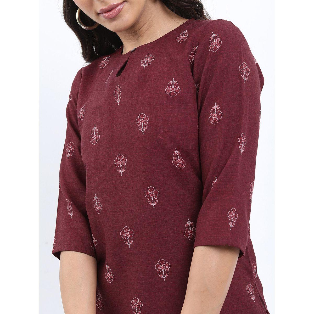 بلوزة تونيك بطبعة زهور وأكمام 3/4 كيتش × ستايلي-women-clothing-shirtsandblouses-blouses-image-4